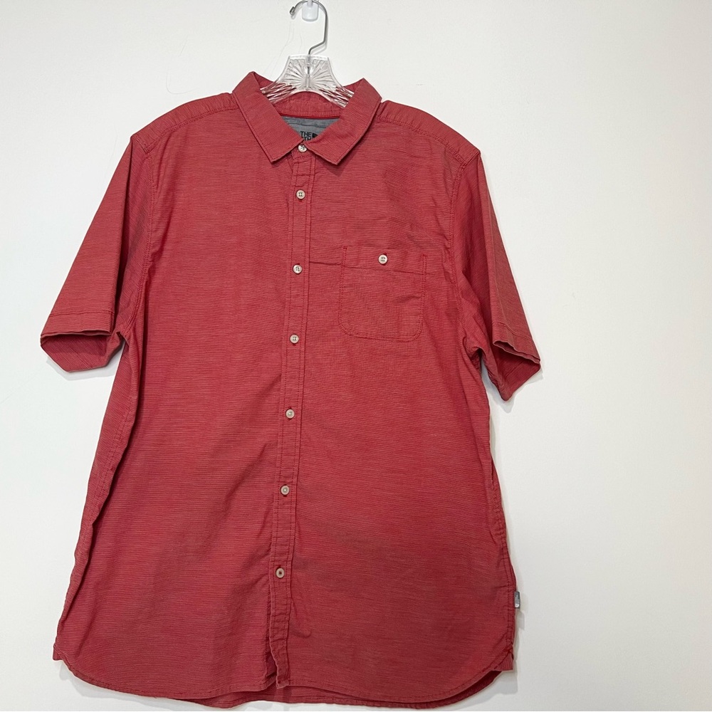 The North Face Striped Collared Camp Shirt Button Down Men's Size XL Pocket